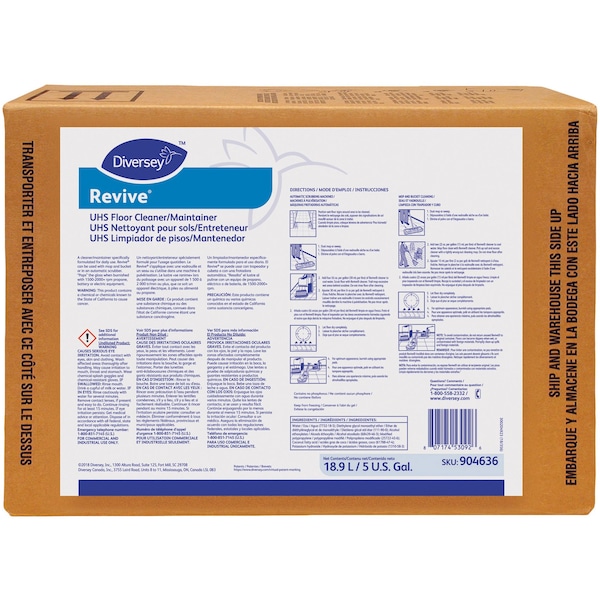 Diversey Floor Cleaner, Revive, 5 Gallon, Pink DVO904636 - main